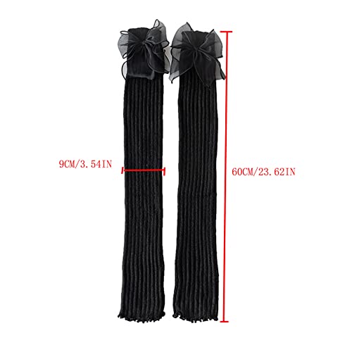 Image of Leg Warmers for Women Knitted Ribbed Stirrup Long Leg Warmers Loose High Socks Winter Socks Leg Warmer Kawaii Footless Socks (BLACK)