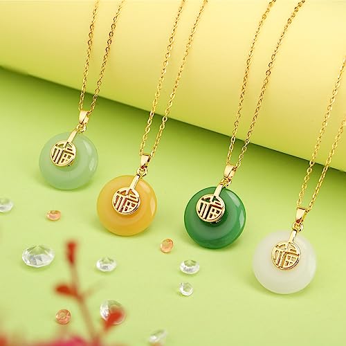 4 Pcs Jade Pendant Necklace Jade Good Luck Chinese Fu Fortune Pendant Necklace for Women Gift4