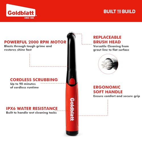 Goldblatt 18-Piece Cordless Electric Spin Scrubber Kit, Handheld Power Brush for Bathroom, Kitchen, Shower, Tile, Grout and Household Surfaces — view 2