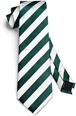 HISDERN Striped Wedding Tie Handkerchief Men's Necktie & Pocket Square Set