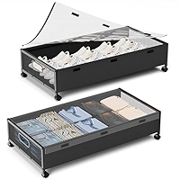 Under Bed Storage With Wheels 2-Pack, 75L XXL Under The Bed Storage Containers Large, 12" Tall - View #4