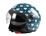 Casco demi-jet modello One 801 blu con cuori 