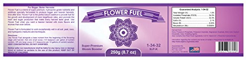 Bloom Booster And Yield Enhancer For Plants - Bigger, Heavier, Healthier Harvests, For Use In Soil And Hydroponics - Super Concentrated Phosphorus And Potassium - Flower Fuel 1-34-32, 250G #TOP6