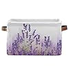 Lavender Flowers Storage Basket Bin Large Cube Storage Box Canvas Collapsible Storage Organizer for Home Office Closet 15 L x 11 W x 95 H