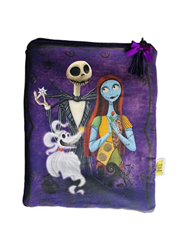 Funda artesanal grande para libros y tablets de Pesadilla Antes de Navidad + marcapáginas regalo, algodón ecológico, acolchada, bolsillo...