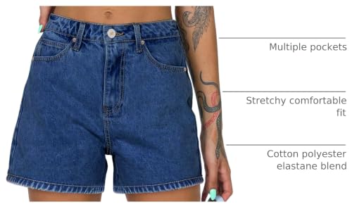 Image of onlypuff Women Denim Shorts Ripped Mid Waisted Jean Shorts with Pockets