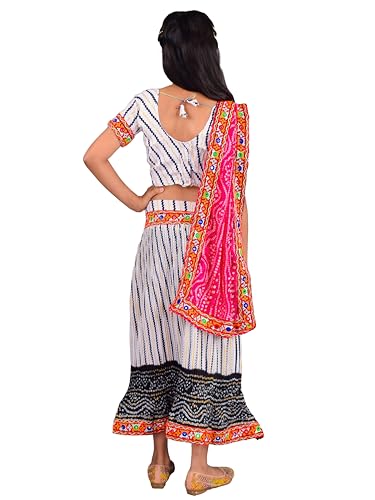 Image of AHHAAAA Kids Ethnic Ghoomar Lehenga Choli-Chania Choli with Dupatta Set for Baby Girls Y0033