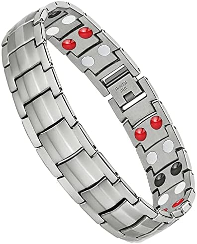 Jeracol – Braccialetti magnetici per uomo Braccialetto per terapia con magneti a doppia forza per artrite e sollievo dal dolore carpale Braccialetti per terapia magnetica