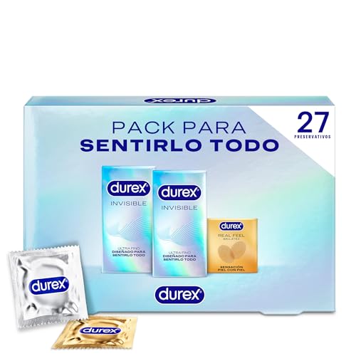 Durex, Pack Sensitivo Invisible, Preservativos Durex, Invisible Extra Sensitivo, Real Feel, 27 Condones