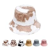 ☃️ STILVOLLES MUSTER - Es gibt viele modische Muster unserer Winter Eimer Hut wie Kuhdruck, Zebradruck, Karomuster und sogar einfarbig. Sie können ganz einfach diejenige auswählen, die Ihren Modebedürfnissen entspricht.