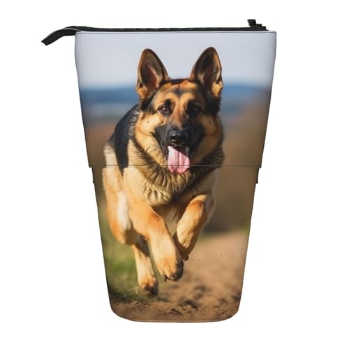 LHBWCVN ランニング ジャーマン シェパード 犬 コスメ バッグ 立ち 筆箱 伸縮式 筆入れ 携帯用 筆入れ かわいい 立ち上がる 鉛筆ポーチ レディース メンズ 旅行 小銭入れ 財布