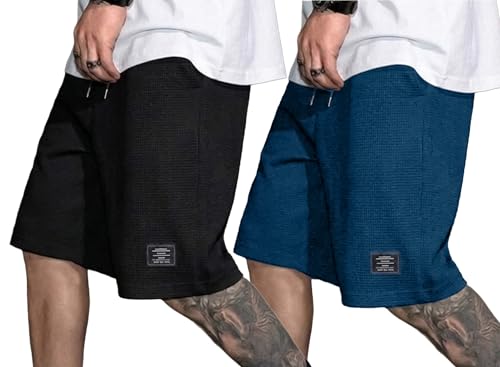 Image of AUSK Men Premium Summer Cargo Shorts Breathable Waffle Knit Fabric Multi Utility Pockets Relaxed Fit Shorts for Mens