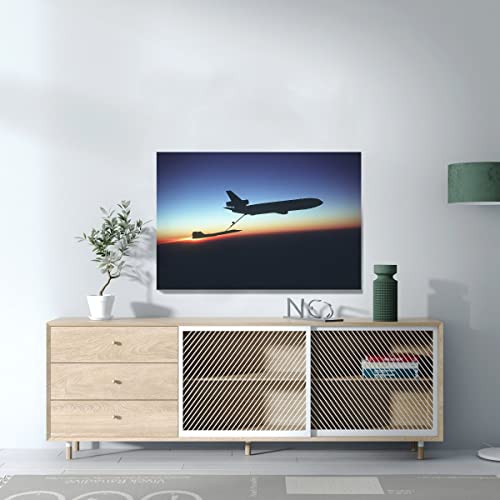 Tableau Avion de Chasse Militaire Jet Combat US Army Refueling Toile Imprimée 90x60 cm