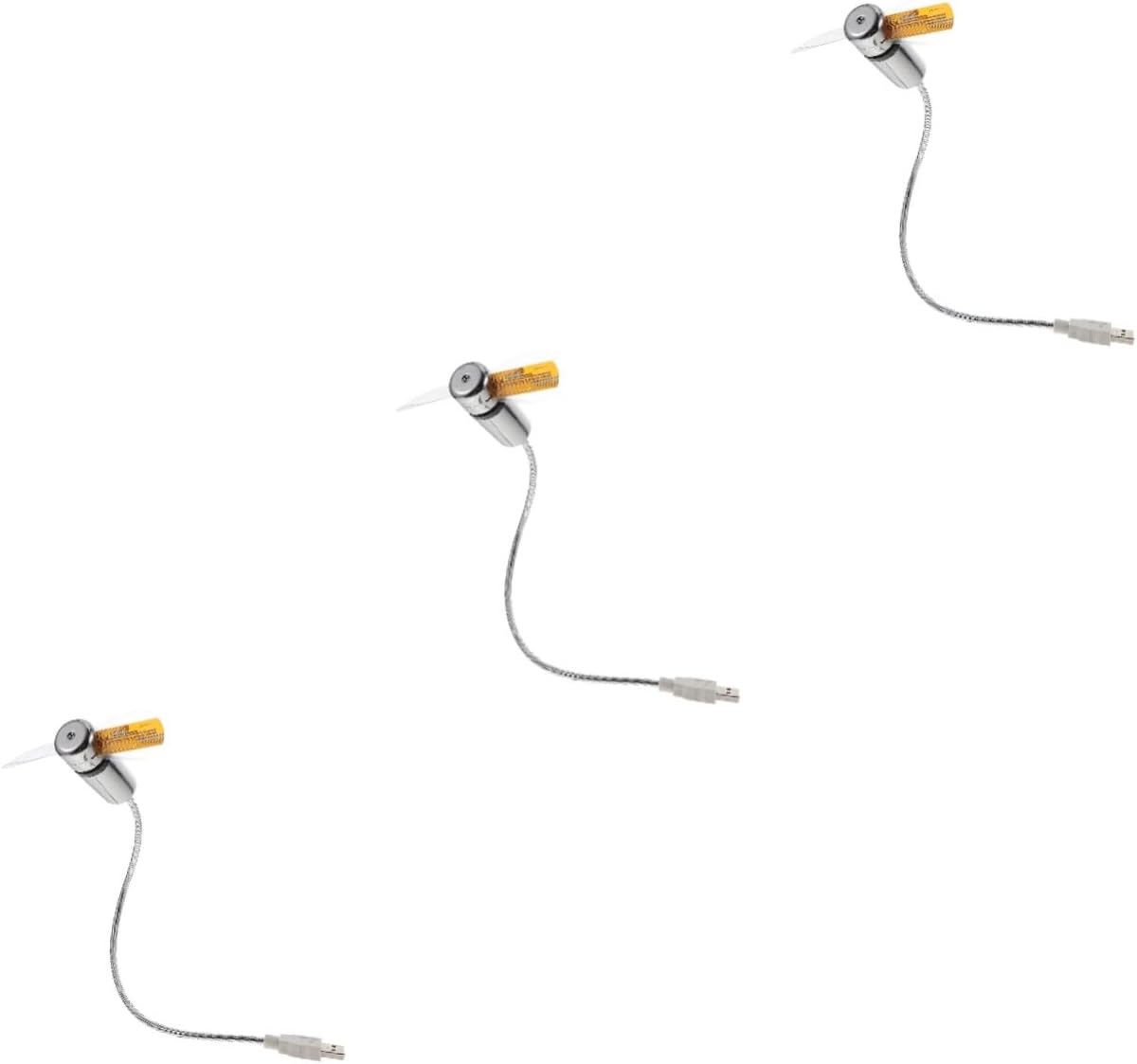 Mikikit 3pcs Usb Led Clock Fan Temperature Display Portable Mini Gooseneck Fan for Home Office Travel Compact Usb Cooling Device for Personal Use