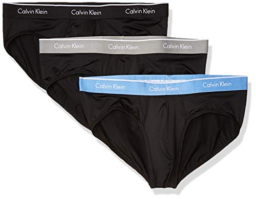 Calvin Klein Men's Microfiber Stretch Multipack Briefs, Black/Provence/Monument, S