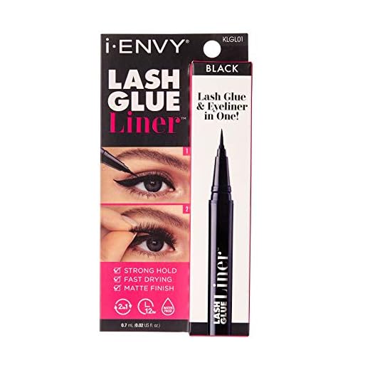 i-Envy Lash Glue Liner 2-in-1 Eyelash Adhesive and Felt-Tip Eyeliner (Black) Applies Like Eyeliner, Dries Like Glue 0.7mL (0.02 Oz)