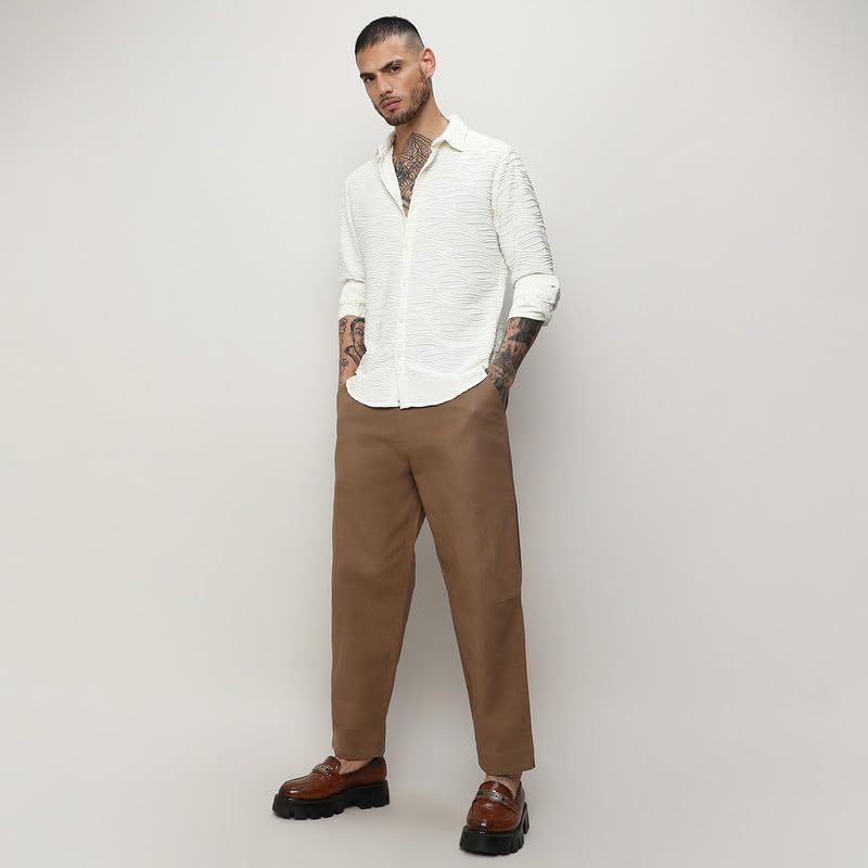 Image of CAHOOT Men's Shirt for Casual Wear |Regular Fit | Cotton Spread Collar Shirt Crafted with Regular Sleeve, Comfort Fit & High-Performance for Everyday Wear