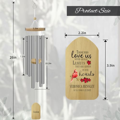 Image of ASTARIN Personalized Wind Chimes for Outside Deep Tone,Customized Windchime Outdoors, Chimes for Outdoors,Sympathy Wind Chimes Memorial for Mom Dad