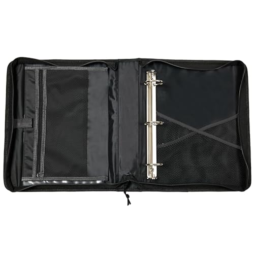 Avery 2" Inch Zipper Binder, 3 Round Rings, Durable Messenger Nylon Zipper Black Binder, Tablet Holder, 6-Pockets with 5 Tab Dividers, Carry-All Storage Binder (26051) image 7