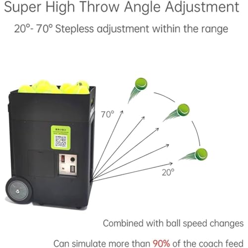 Máquina lanzadora de pelotas de tenis portátil con control remoto y aplicación, velocidad ajustable de 10 a 50 km/h, distancia máxima de 12 m, ideal para sesiones de entrenamiento y práctica