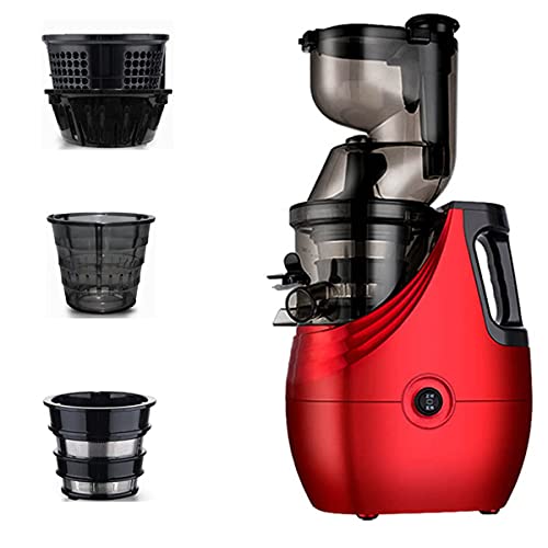 MIIKHI Slow Juicer Masticating Juicer Machine, Slow Chewing Juicer, 3-Inch Wide-Groove Cold-Squeezed Juicer (Red B)