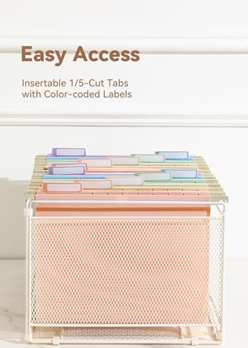 SortRax Pastas de arquivo suspensas de plástico, tamanho carta, cores pastel - pacote com 12