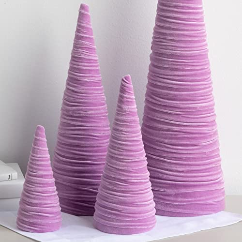 Image of Your Heart's Content Set of 4 Velvet Trees, Lavender Mantel Accent, Valentine's, Holiday Tree Tabletop, Coquette Home Decor, Teen Girls Room, Wedding Centerpiece (Lavender)