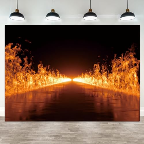 Fondo fotográfico 9x6ft vinilo con llama ardiente miniatura 1
