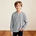 Boy's Henley Shirts Long Sleeve Button Pullover Basic T-Shirt Kids Lightweight Fashion Back to School Clothes Tops Gray