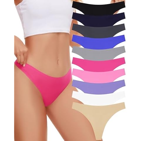 Yastouay Seamless Thongs for Women Sexy No Show Womens Thong Underwear Soft Breathable Stretch Panties 10 Pack Cover