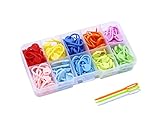 Stitch Markers 10 Colors Knitting Crochet Locking 160Pcs Stitch Needle Clip Counter with 3 Plastic Needle Randomly (Multicolor-160 pcs)