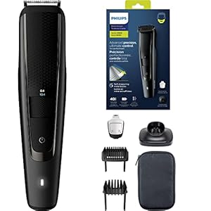 Philips Bartschneider BT5515/15, Barttrimmer mit 40 Längeneinstellungen, gleichmäßiges Trimmen dank Lift & Trim PRO System, selbstschärfende Metallklingen, 90min Akkulaufzeit, kabellos, Schwarz