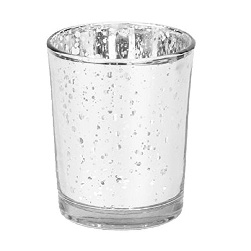 Pu Ran Mosaik-Glas-Teelichthalter für Hochzeit, Party, Bar, Heimdekoration, Silber Cover