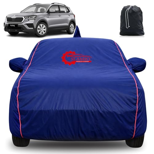 Image of 100% Waterproof Car Cover for Skoda Kushaq 2021-2026 | All-Weather, Dustproof & UV Protection | Heavy-Duty 3-Layer Fabric | Custom Fit with Mirror & Antenna Pocket | Navy Blue