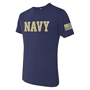 US Naval Academy Midshipmen Navy Block Flag Sleeve Triblend T-Shirt – X-Large – Vintage Navy