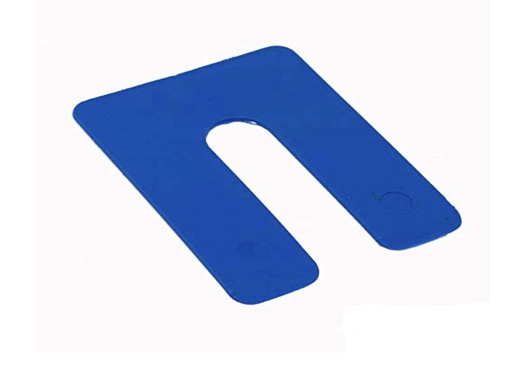 Plastic Structural Shim Horseshoes U Shape, Size: 3" x 4" x 1/16", Pack of 120, Blue, Made in USA, Levelers for Window & Door