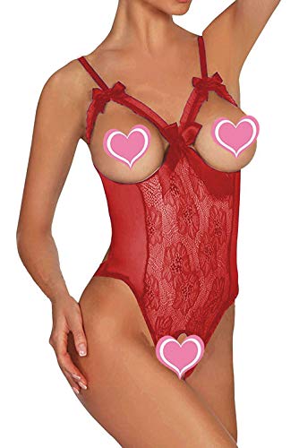 Lingerie For Women One-Piece Teddy Lingerie Sexy Bodysuit Lace Nightie (Wine Red, L) #TOP1