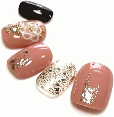 Nailハウント シンプルぷっくりフラワー和柄ネイル スモーキーローズ 33 サロン発ネイリスト作成ネイルチップ 前撮り 付け爪 高級素材使用ブランド 着物 成人式ネイル くすみカラー お花