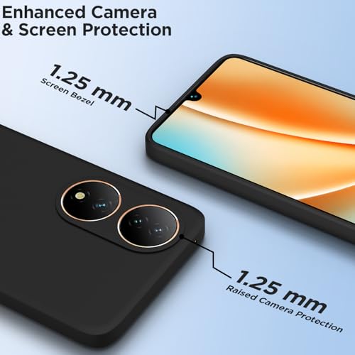 Image of Outlouders Back Cover for Vivo Y100 5G | Camera Protection | Durable Soft Matte Silicone Bumper Case (Black)