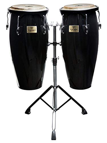 Tycoon Percussion 10 Inch & 11 Inch Congas Black Finish With Double Stand