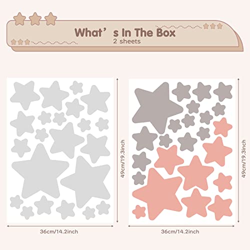 Stars Wall Decals Peel And Stick Vinyl Stars Wall Stickers For Nursery, Pink And Grey Tone Stars Wall Stickers For Hallway Decoration #TOP6