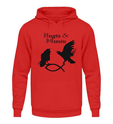 Pull à capuche unisexe rouge Hugin & Munin Medium aux finitions haut de gamme et durables