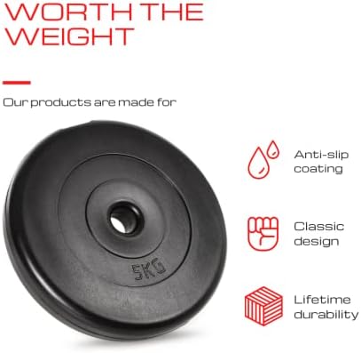A2Z SPORT 2.5kg / 5kg / 10kg Weight Plates Set - 1 Inch Weight Plates Vinyl Weights Discs - Dumbbell Plates for Home Gym Training - Barbell Plates Bumper Plates for Weightlifting (2 Pack / 4 Pack)