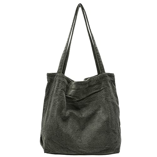 Image of 2026 Corduroy Tote Bag with Zipper Large Casual Handbags Shoulder Purse for Women