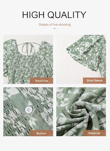 Image of Dokotoo Womens Dresses 2025 Square Neck Tie Backless Summer Dresses Cap Sleeve Floral Buttoned Empire Waist Maxi Dress