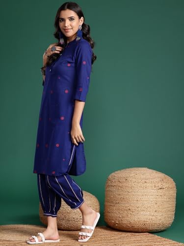 Ensemble Kurta imprimé Yashika en viscose bleue fine et fluide - 4