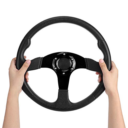 Lenkrad, 6 Schrauben 350 mm/14 Zoll Rennwagen Sportlenkrad Tiefe Schale für universelles modifiziertes Zubehör(Schwarz)
