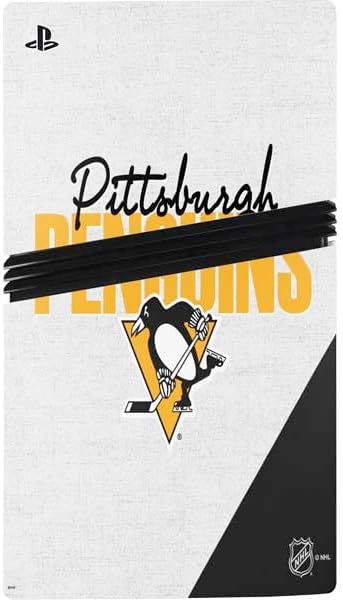 Skinit Decal Gaming Skin Compatible with PS5 Pro Bundle - Officially Licensed NHL Pittsburgh Penguins Script Design