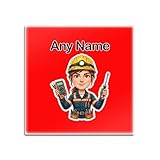 UNIGIFT Glasuntersetzer mit Aufschrift 'Female Sparky/Lineman', Rot, quadratisch, für...