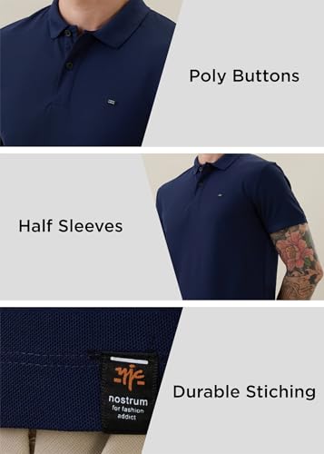 Image of Nostrum Cotton Half Sleeve T-Shirt for Men Boys, Regular Fit, Cherry, Stylish Mens T-Shirts, Polo T Shirt for Man, Collar T Shirts for Men